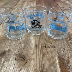 Vintage Lot 3 90s NFL Carolina Panthers 4' Glasses Helmet Whiskey Rocks